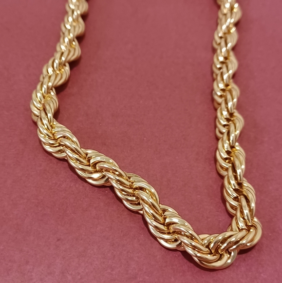 I AM GOLD PLATED THICK CHAIN ROPE NECKLACE LIGHTWEIGHT 18 INCHES WITH EXTENSION - Picture 2 of 9